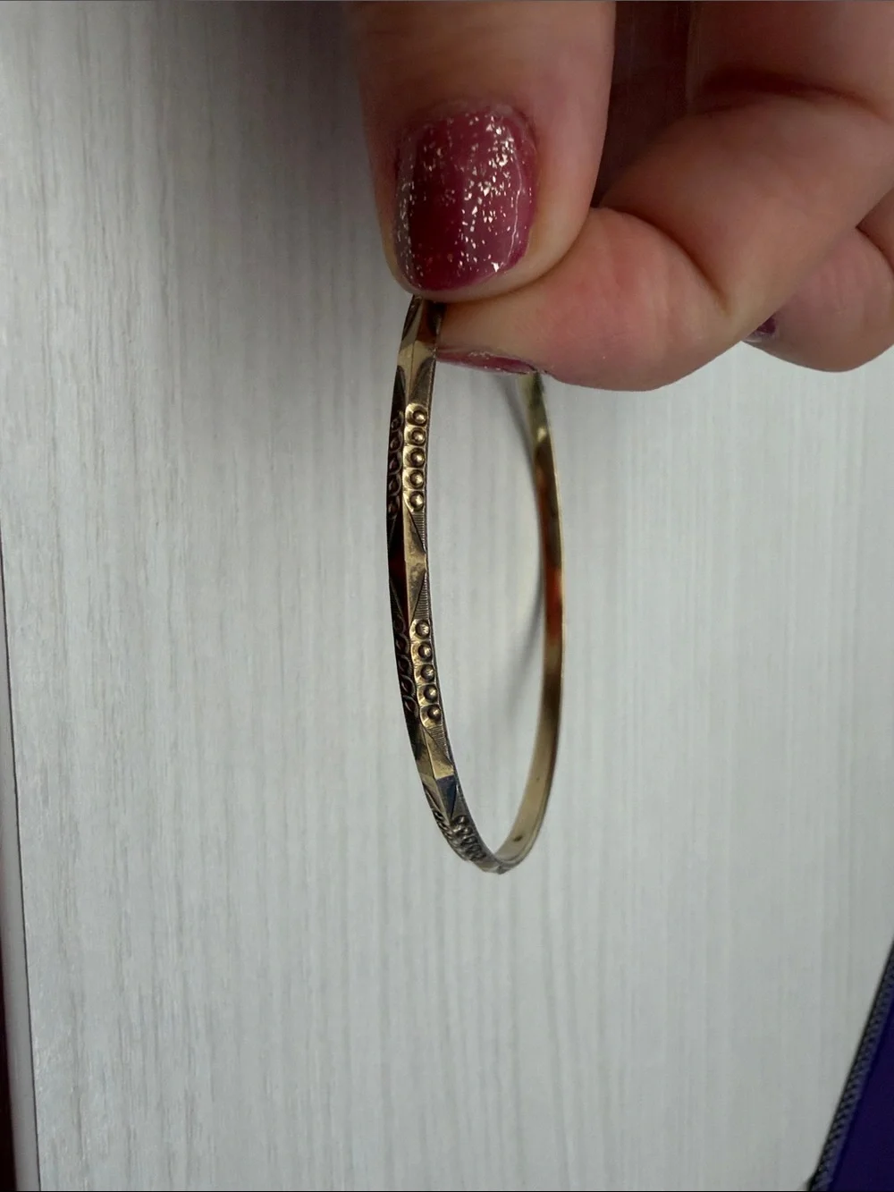 Sterling silver Gold-Tone Faceted Women's Bangle with Beaded Accent